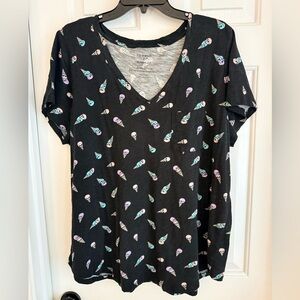 Torrid Black Ice Cream Print Women's Top